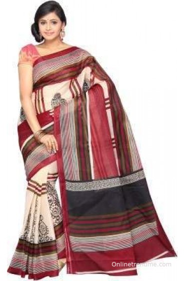 Pavechas Printed Mangalagiri Polycotton Sari